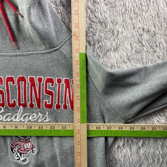 Wisconsin Badgers Sweatshirt Womens Small Gray Red Cowl Neck Pullover Bucky UW - Picture 7 of 9